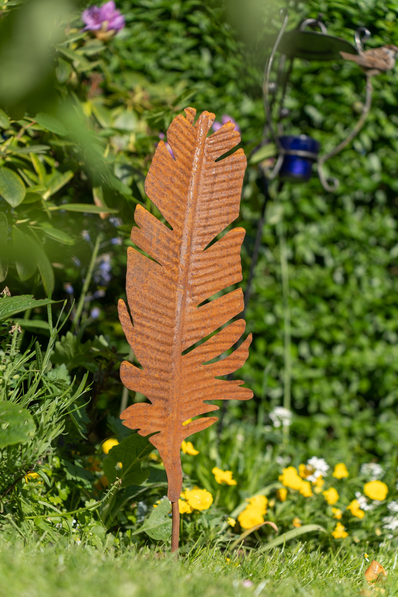 Gartenstecker 'Feder', rostbraun, T 2 cm, B 17,5 cm, H 59,5 cm günstig bestellen