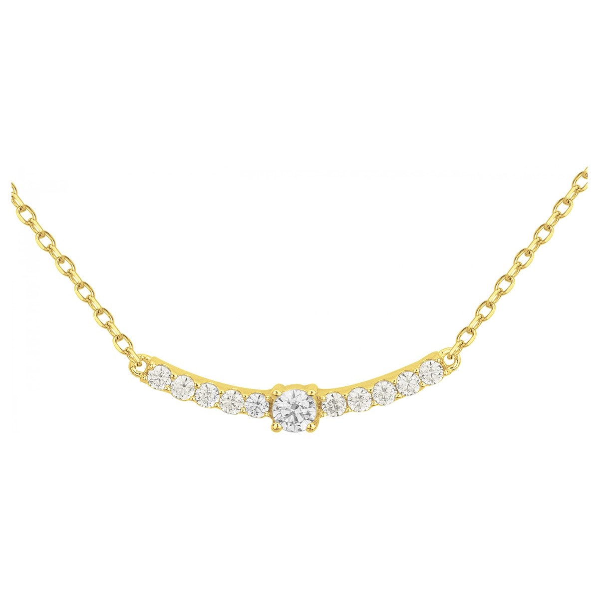 Collier mono-motif en Plaqué Or avec oxyde de zirconium blanc