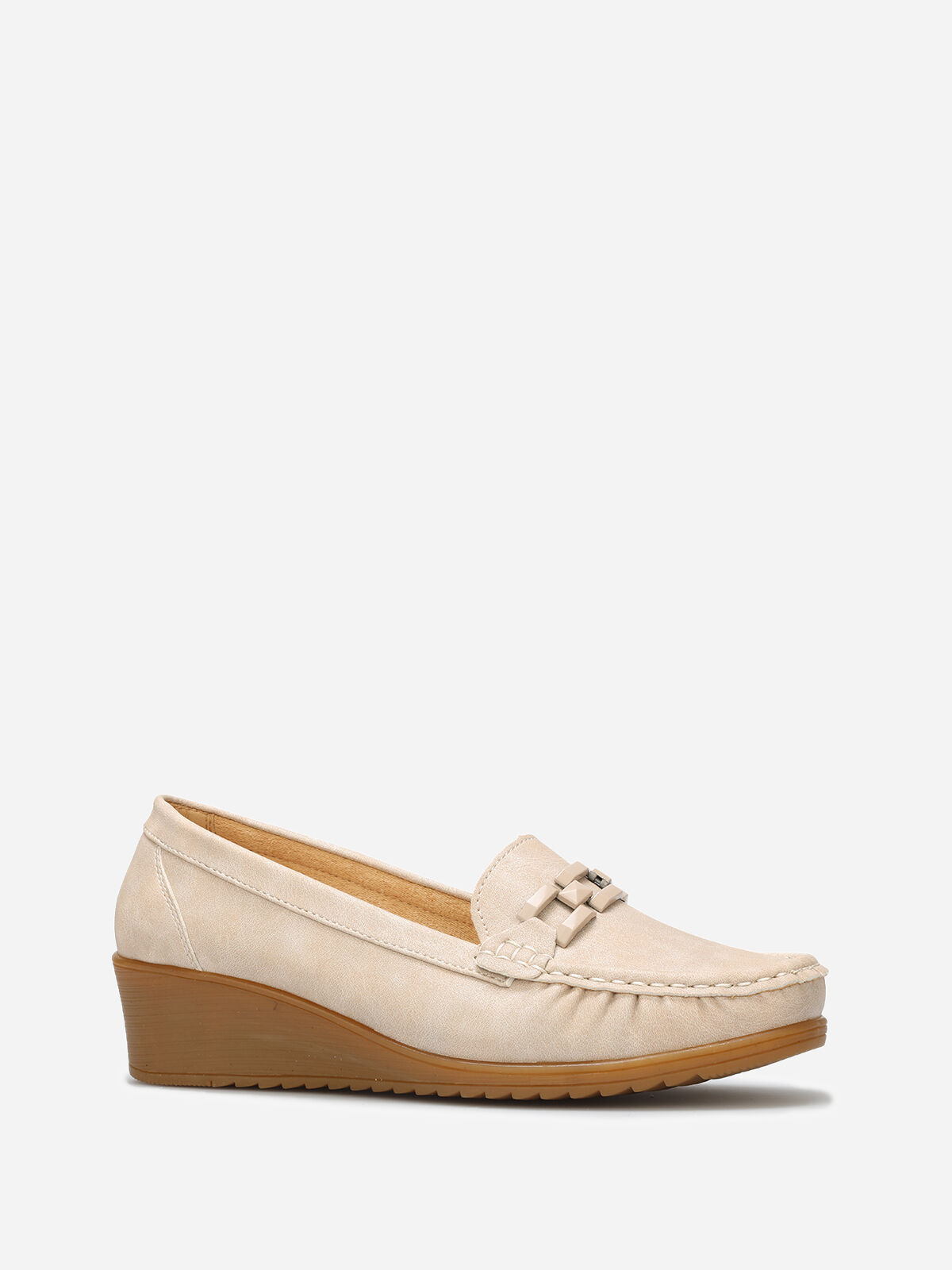 Mocassins compensés avec bride- Beige