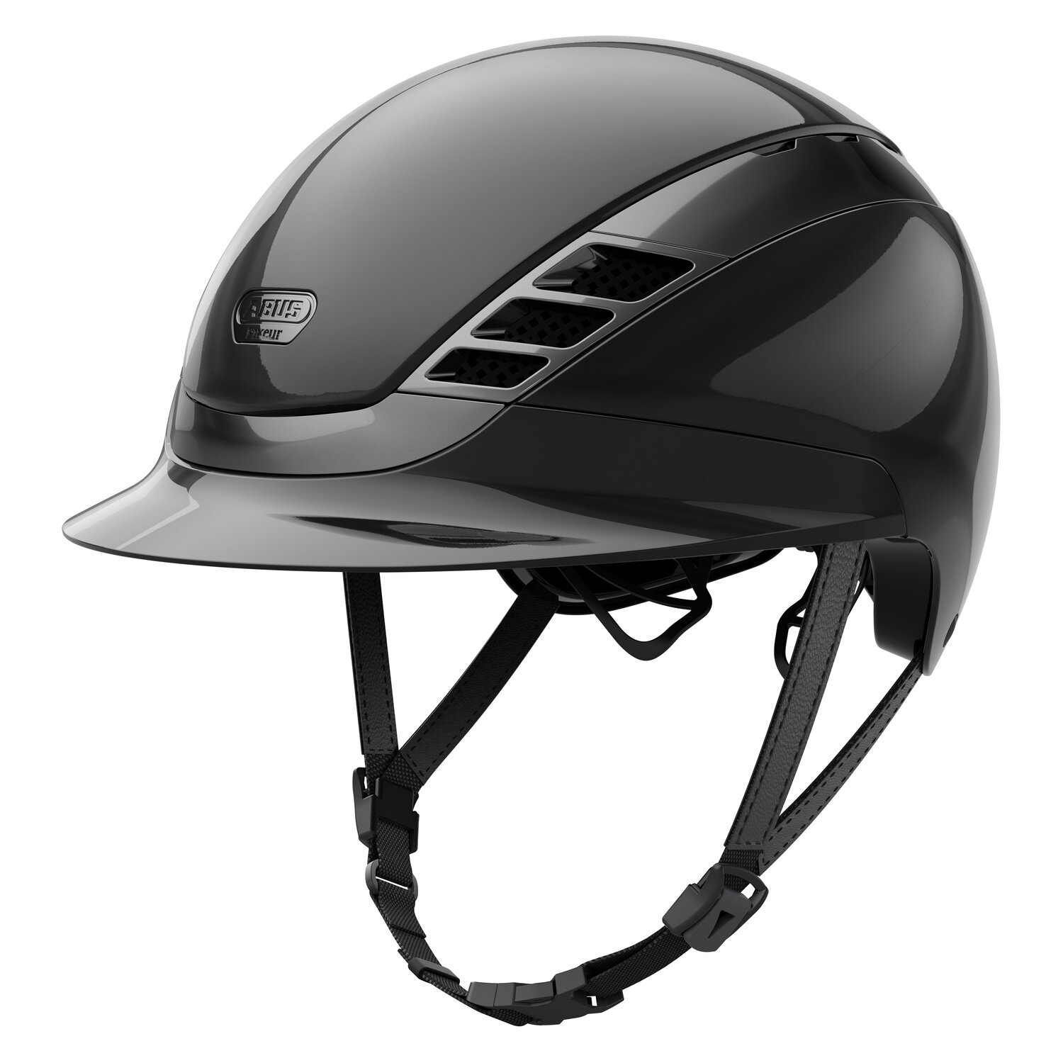 ABUS PIKEUR Reithelm AirLuxe Chrome  - shiny black