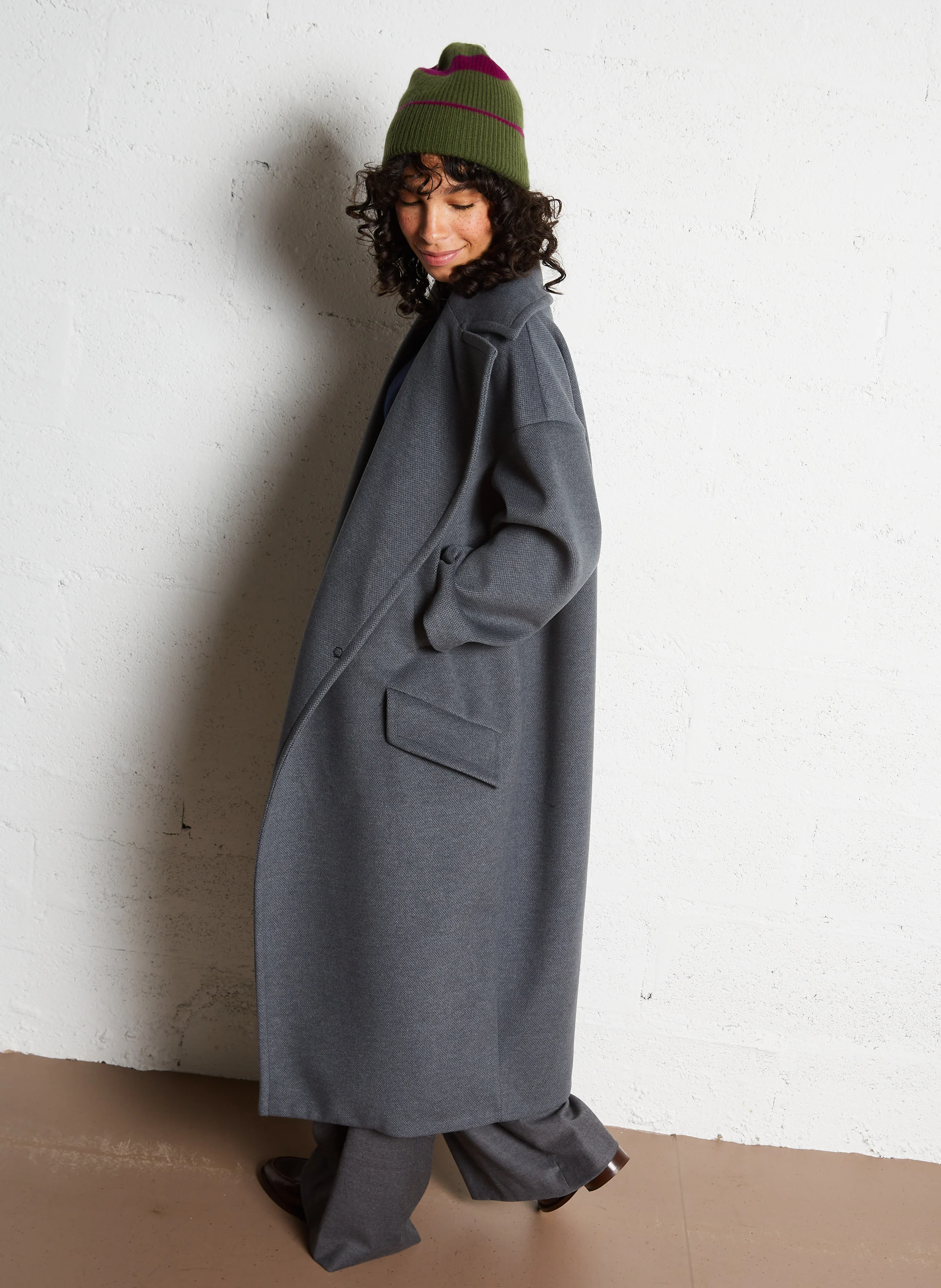 Manteau long ample| Gris
