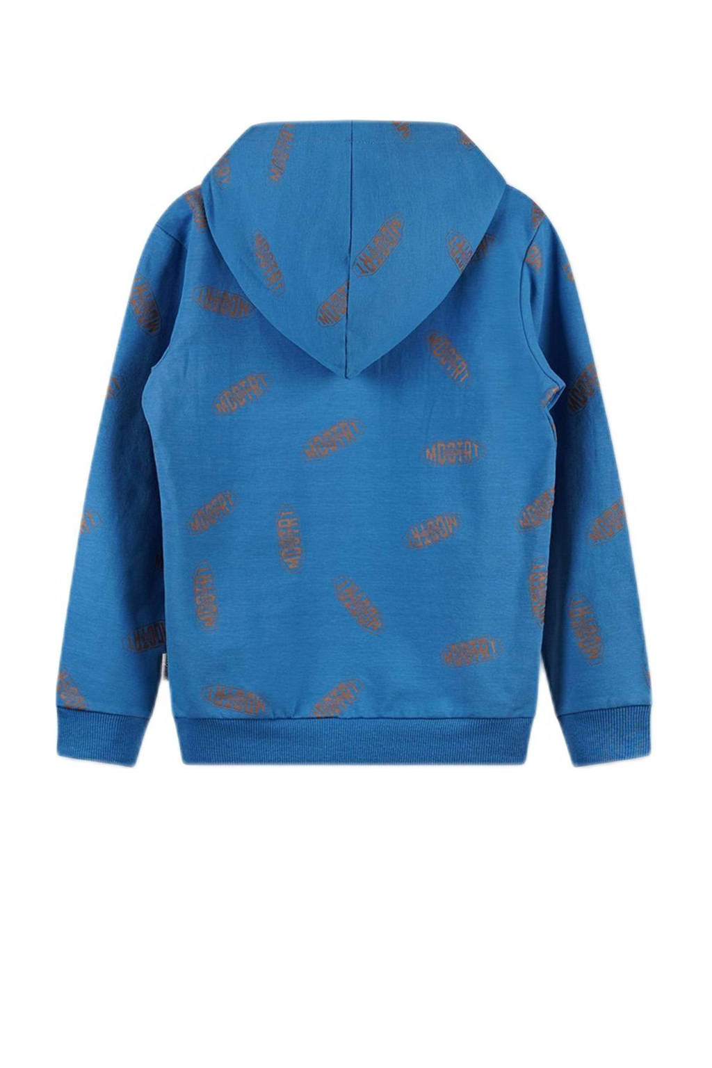 Moodstreet hoodie met all over print felblauw