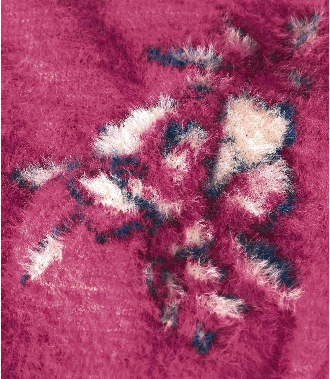 Pull Maille Tricot Poilu Fleuri
