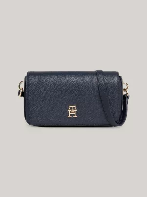 Bolsa transversal com aba e emblema TH