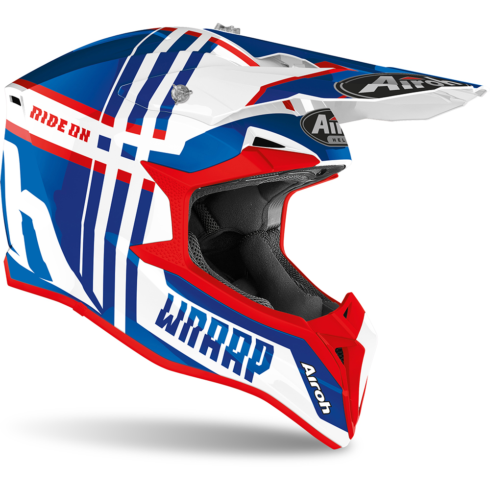 Airoh - Casque enfant Wraap Youth Broken Bleu / Rouge / Blanc