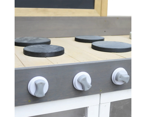 Grote houten zand- en waterspeelkeuken, grijs