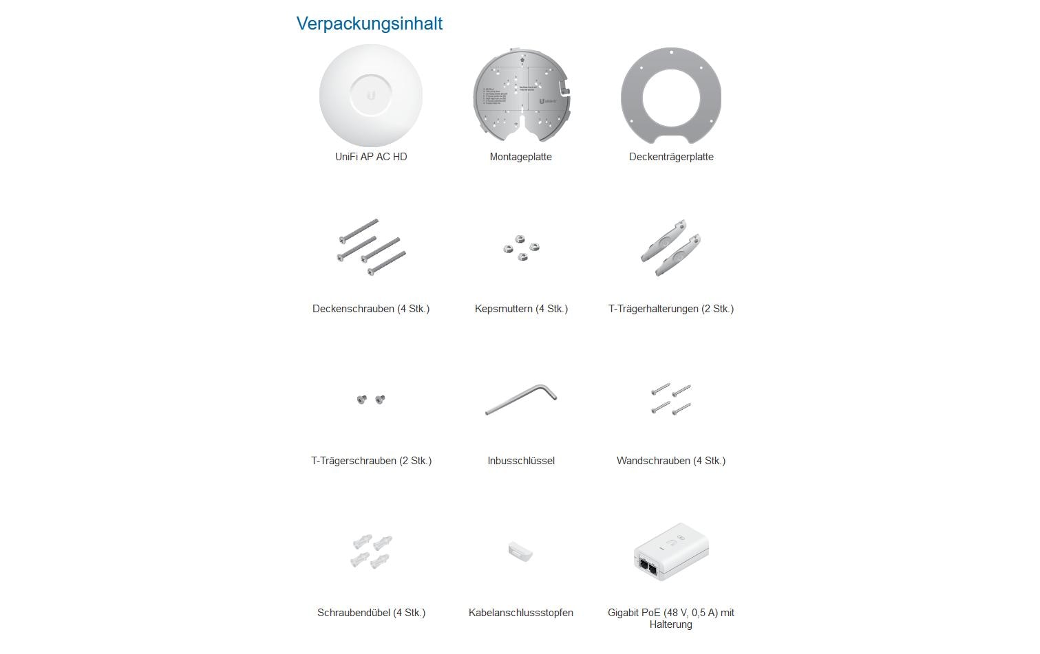 Access Point UniFi UAP-AC-HD<br>Access Point mit MU‑MIMO-Technologie, 1 Stück