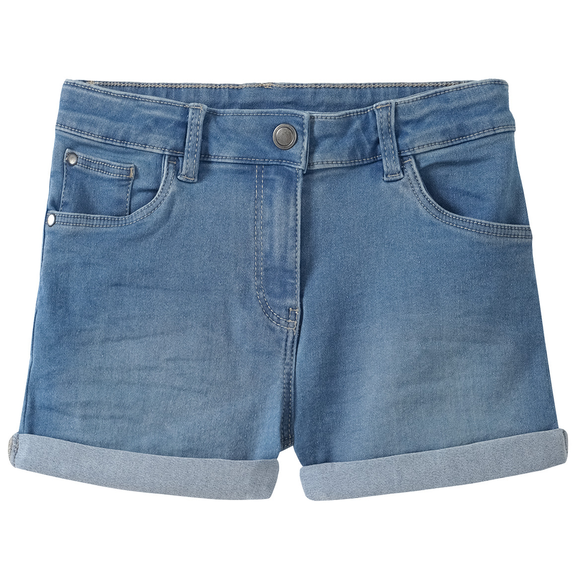 Famy 3 Mädchen Jeansshorts im Five-Pocket-Style dunkelblau / blau / hellblau