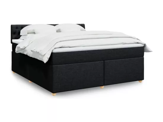 Sommier à lattes de lit avec matelas Noir 180x200 cm Tissu