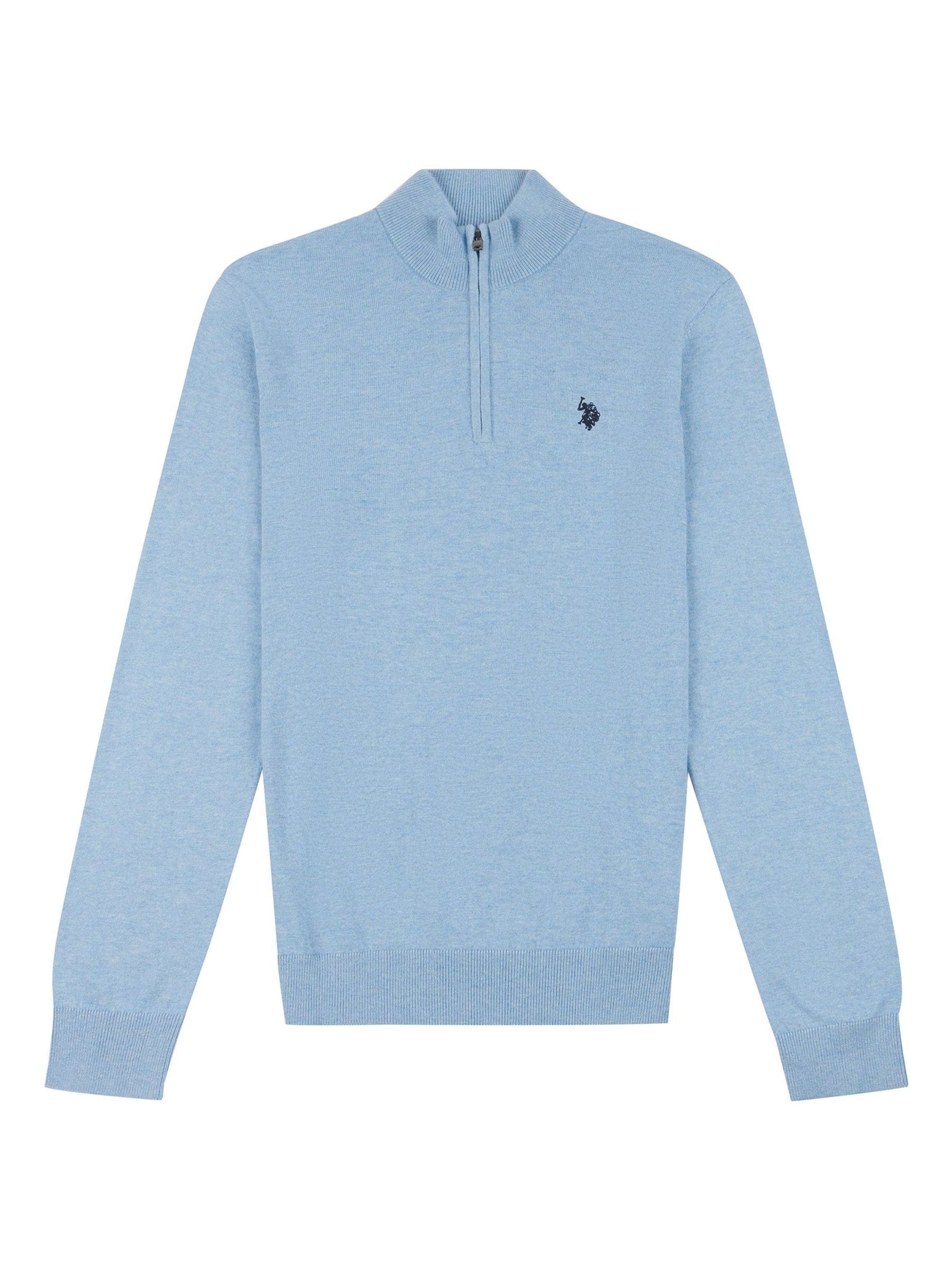 Blauw - U.S. Polo Assn. Katoenen Opstaande kraag 1/4 gebreid met rits