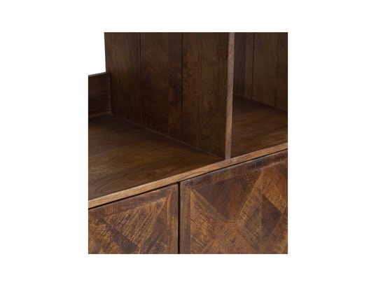 BOIS ET CHIFFONS CONCEPT - Bibliothèque 2 portes 6 niches - manguier kama