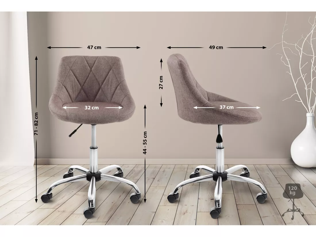 Tabouret de bureau - Tissu - Taupe - Lazio