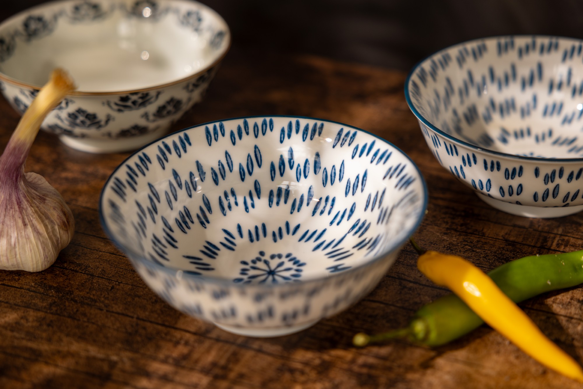 Suppenschale, weiß-blau, Ø 15 cm, H 6 cm zu 4,80
