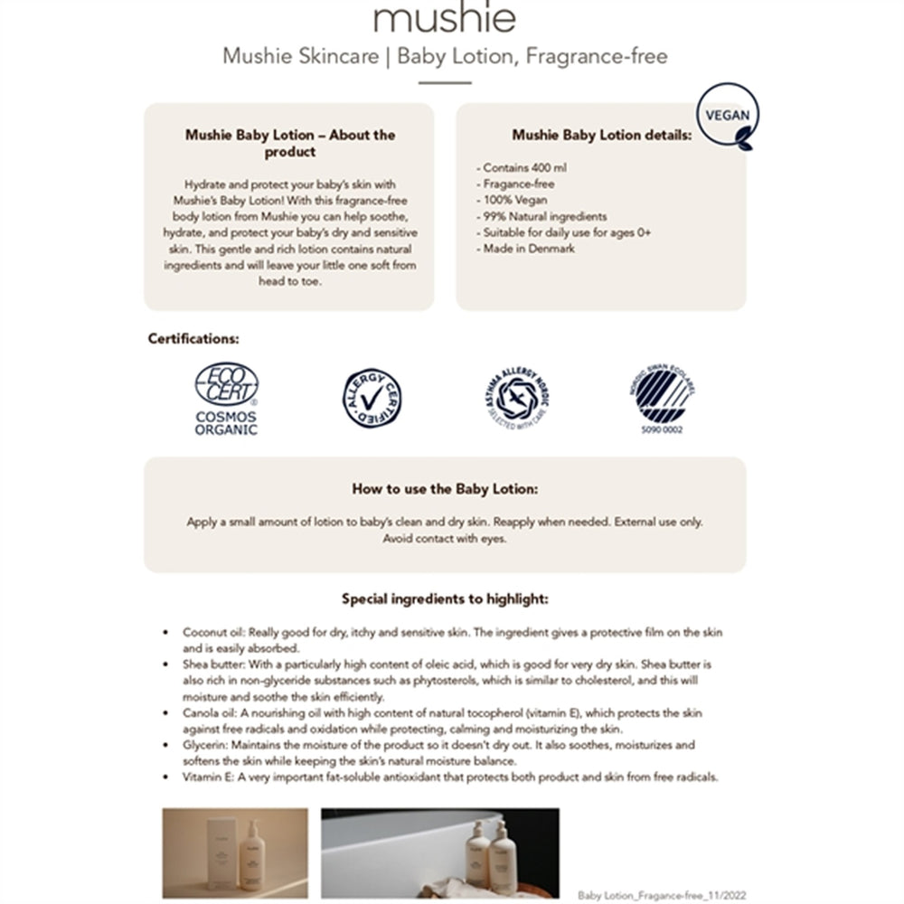 Baby Lotion 400 ml - Mushie → Luksusbaby.dk