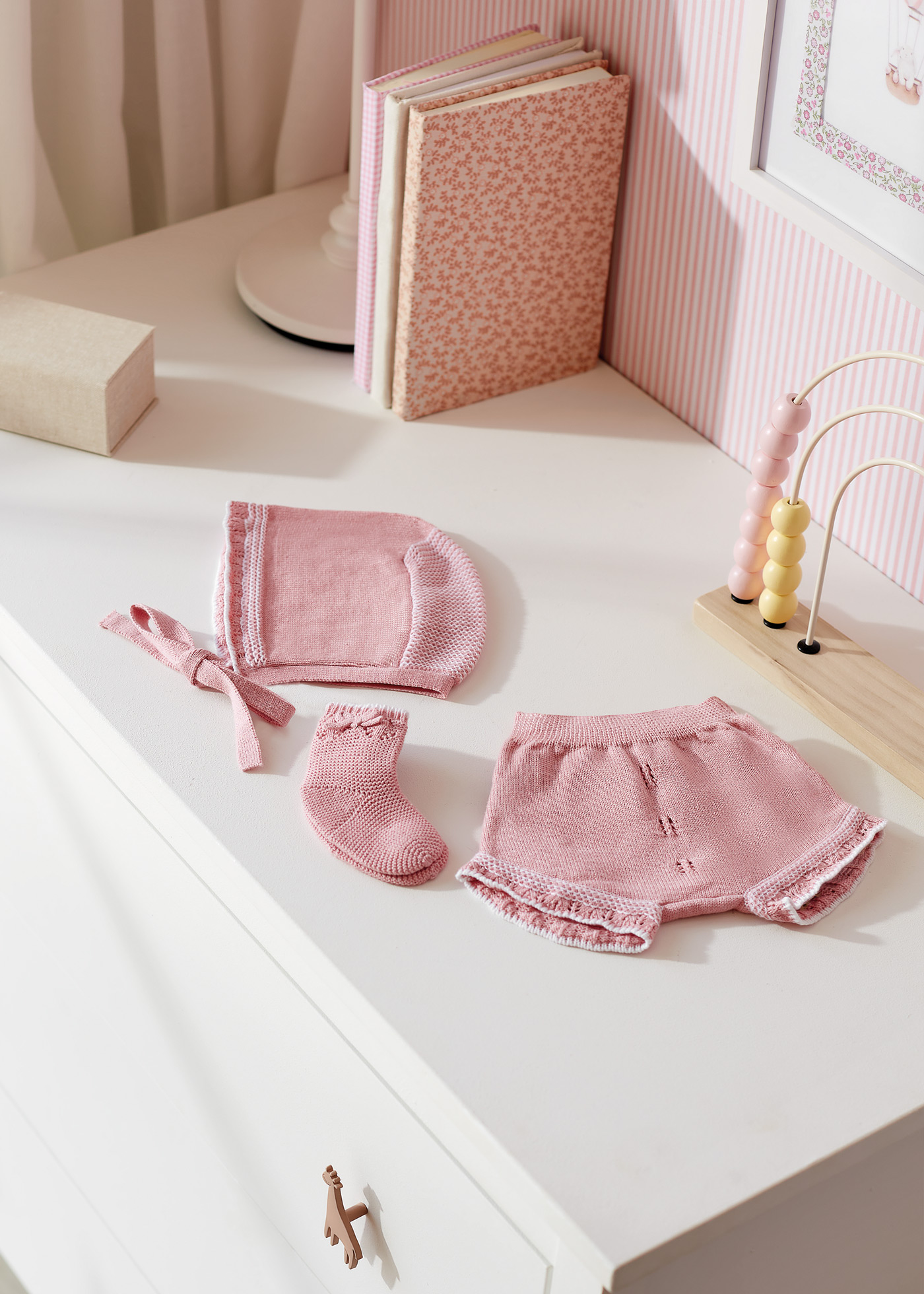 Conjunto de tricô de 3 peças para recém-nascido