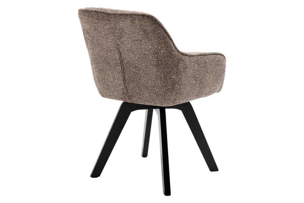 Design Stuhl LIVORNO taupe Strukturstoff schwarz Massivholz drehbar Auto-Return-Funktion