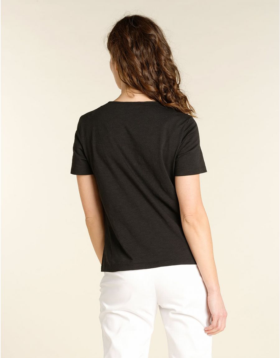 T-shirt noir col rond