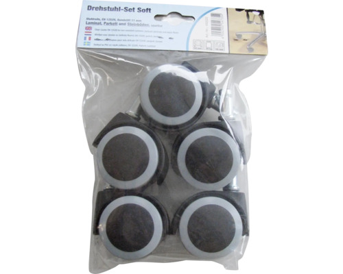 Parket dubbele wielen, tot 40 kg, met achtergat, 50 x 62 mm, 5 stuks