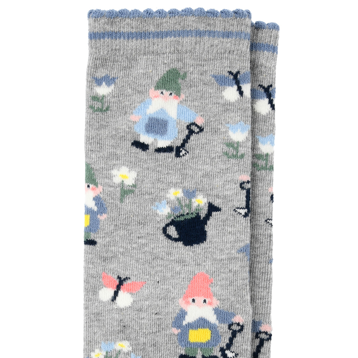 Gina Benotti 1 Paar Damen Socken mit Gartenzwergen hellgrau
