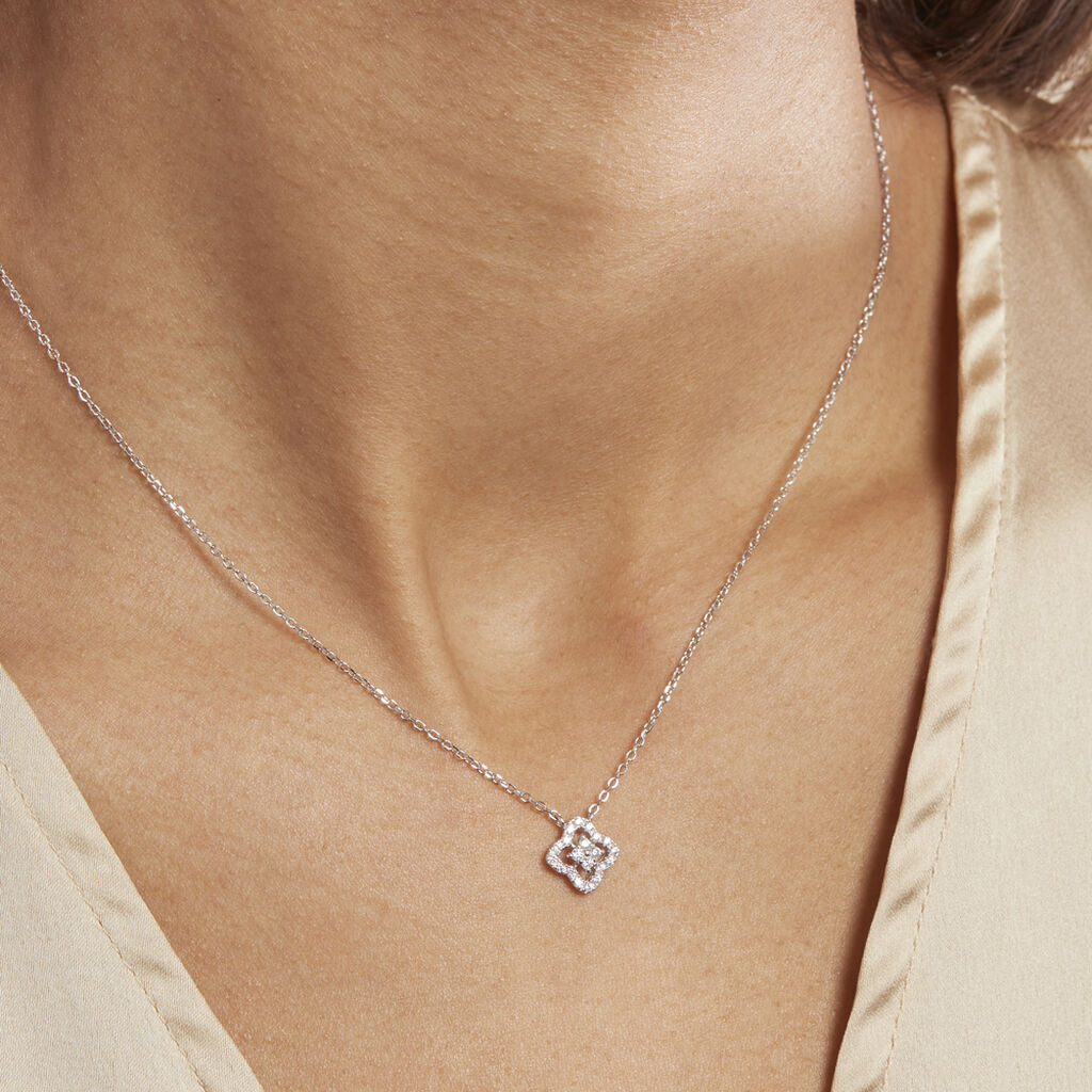 Collier Abigail Argent Blanc Oxyde De Zirconium