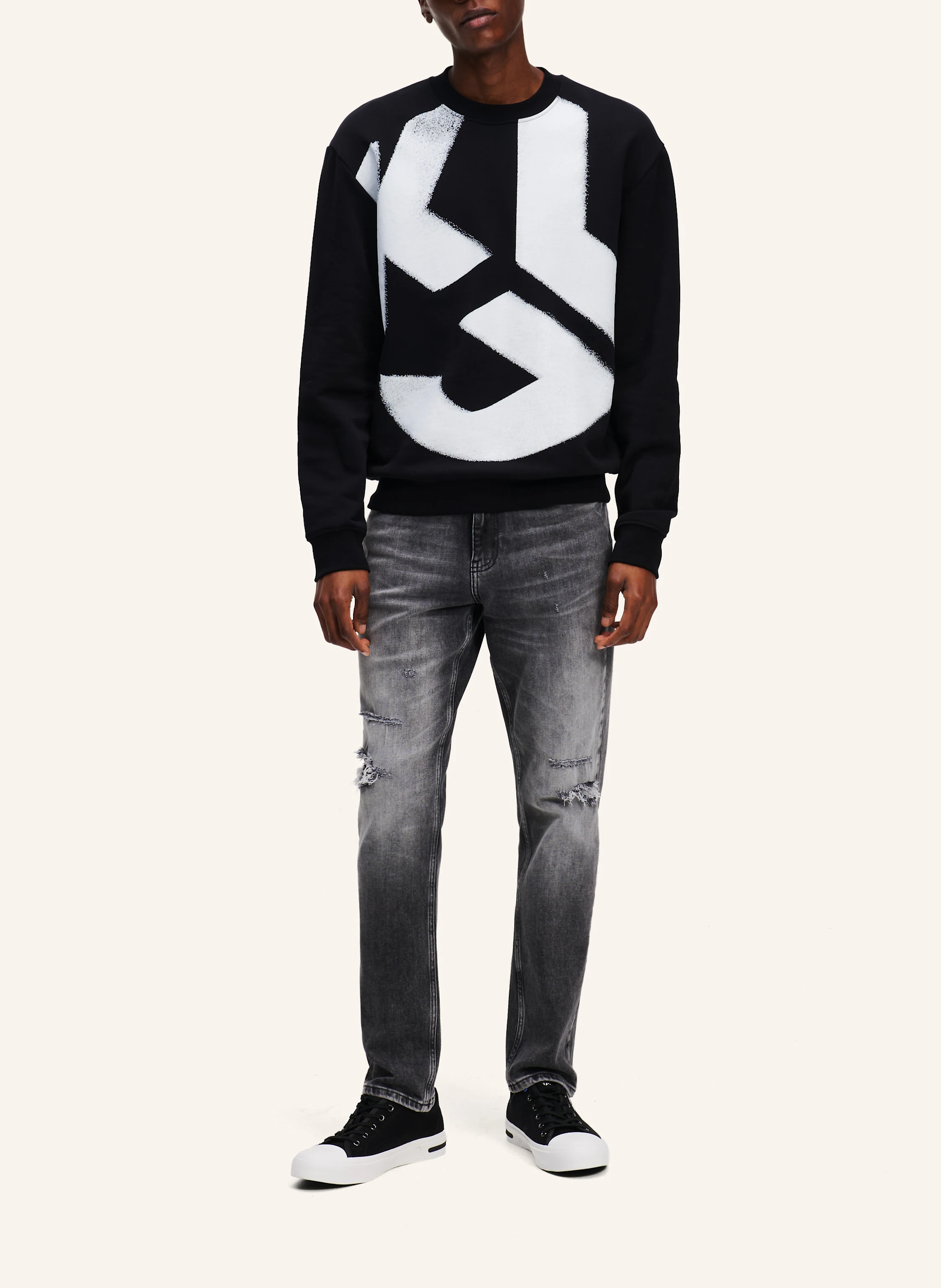 KARL LAGERFELD JEANS KLJ MONOGRAM BLEACHED SWEATSHIRT