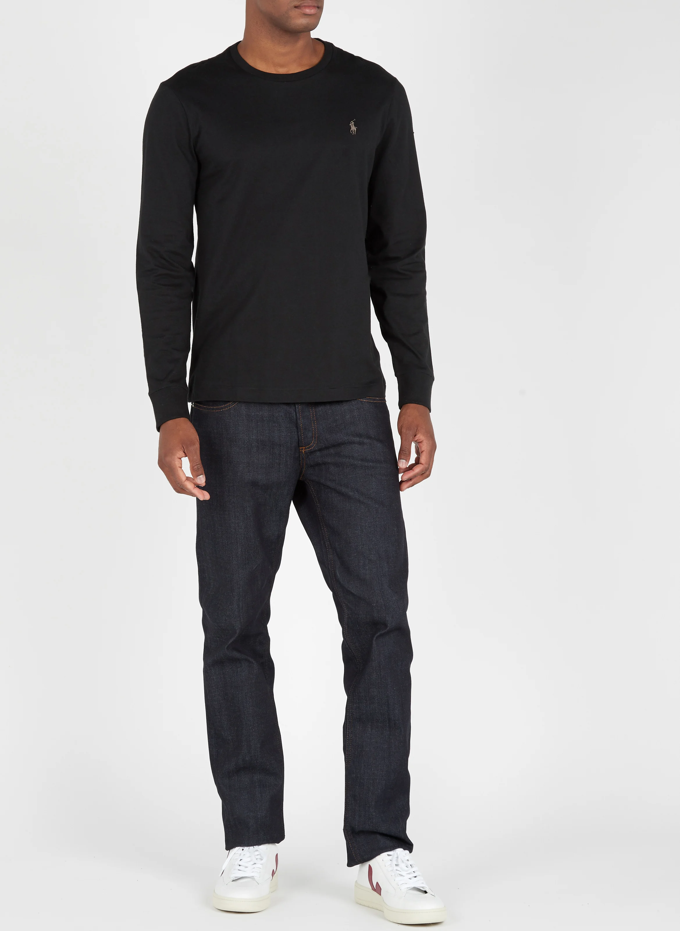 Tee-shirt col rond slim-fit en coton | Noir