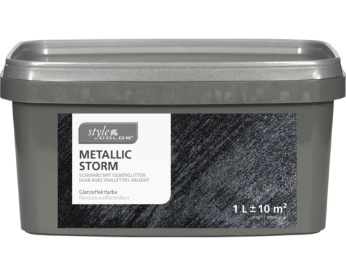 StyleColor METALLIC STORM Glanseffectverf Zwart met Zilveren Glitter 1 l