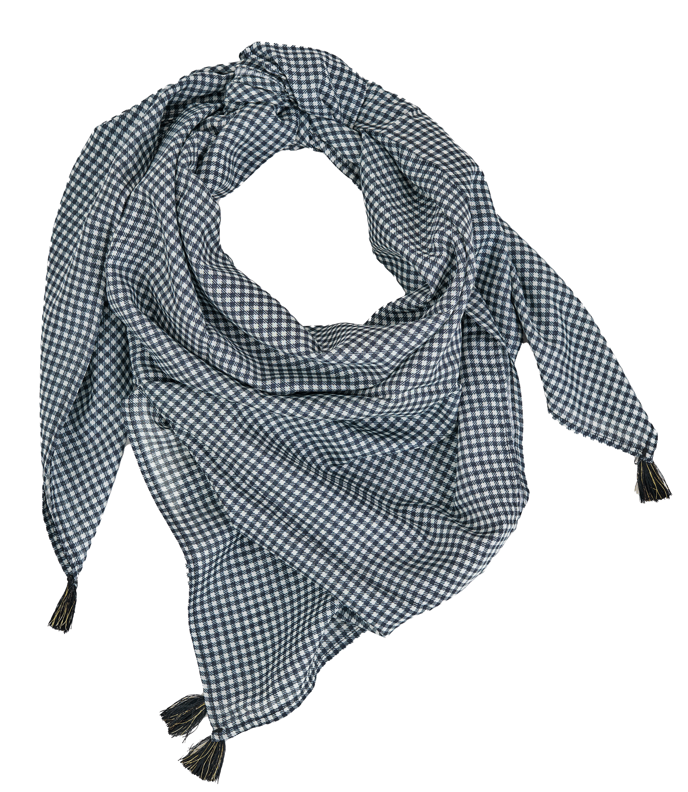 Foulard Pompon Vichy Noir