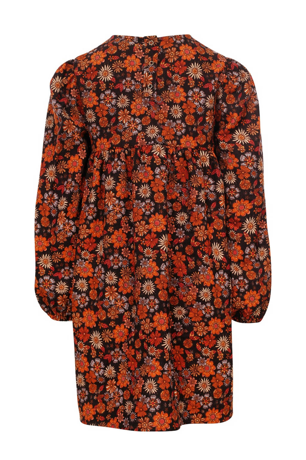 LOOXS gebloemde corduroy jurk oranje