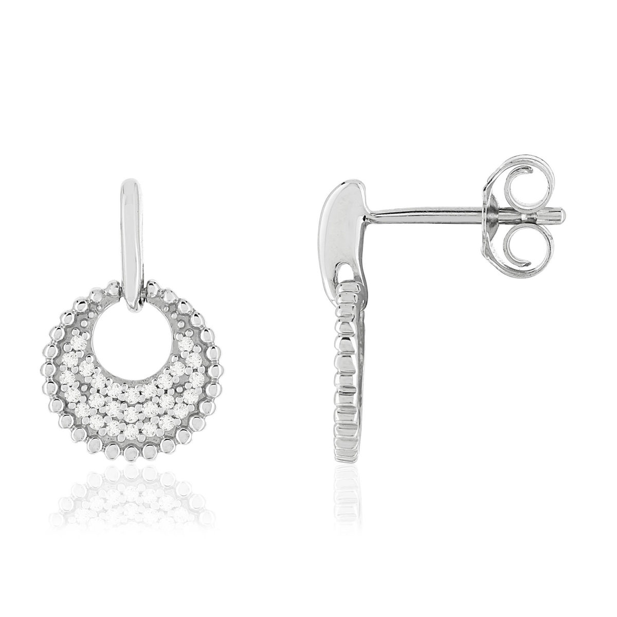 Boucles d'oreilles or blanc 375 diamants