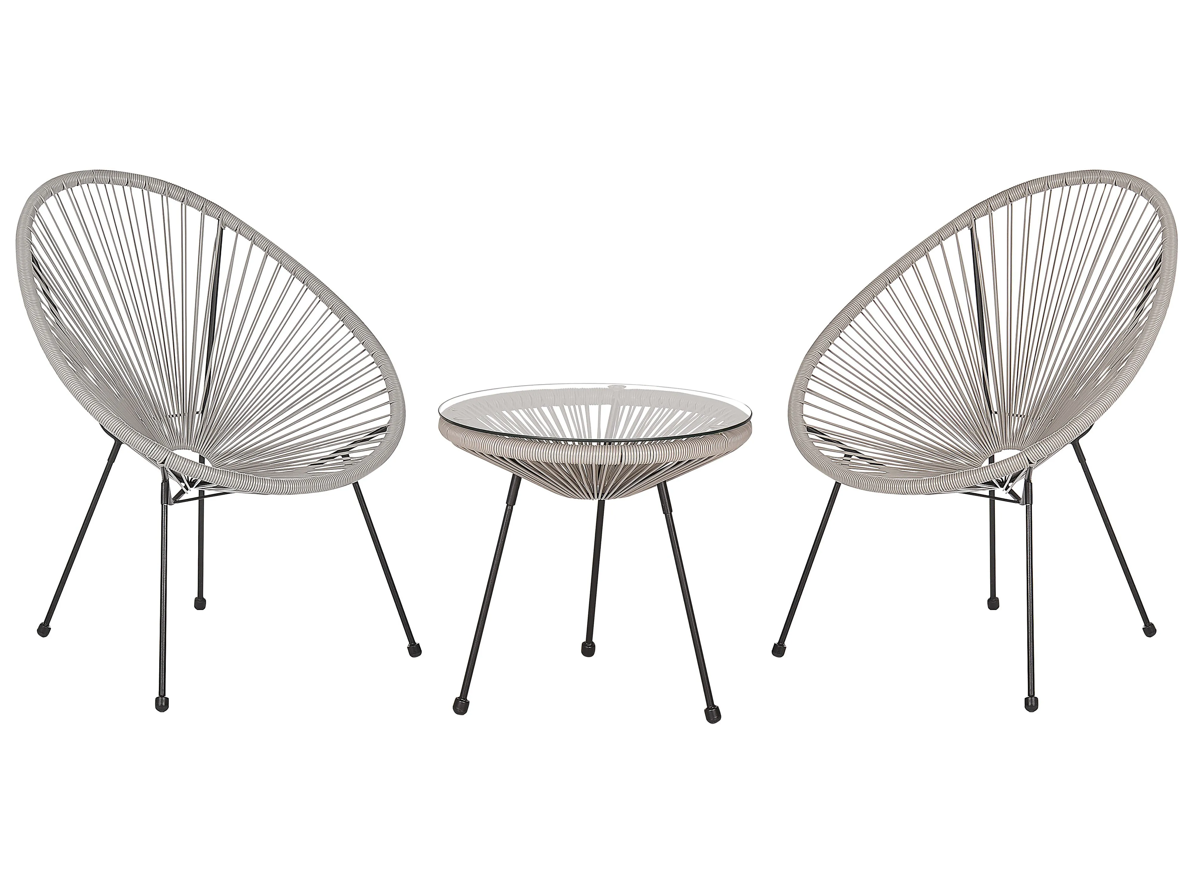 Bistroset ACAPULCO II PE rotan Lichtgrijs