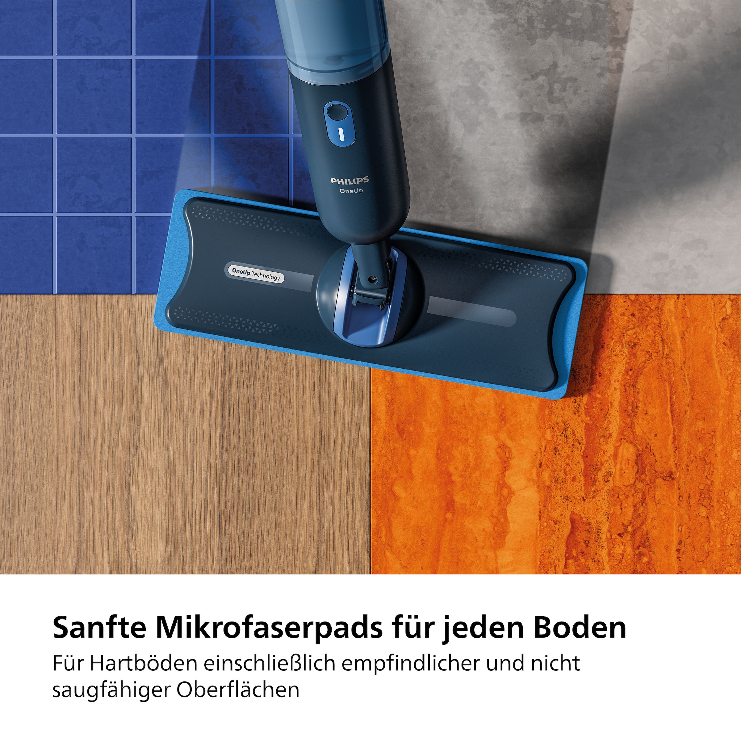 Philips Mikrofaserpad »OneUp Ersatzpad XV1882/10« (Mikrofaser 12 cmx35 cm 1 Stk. tlg. für empfindliche und nicht saugfähige Hartböden (Holzböden) geeignet