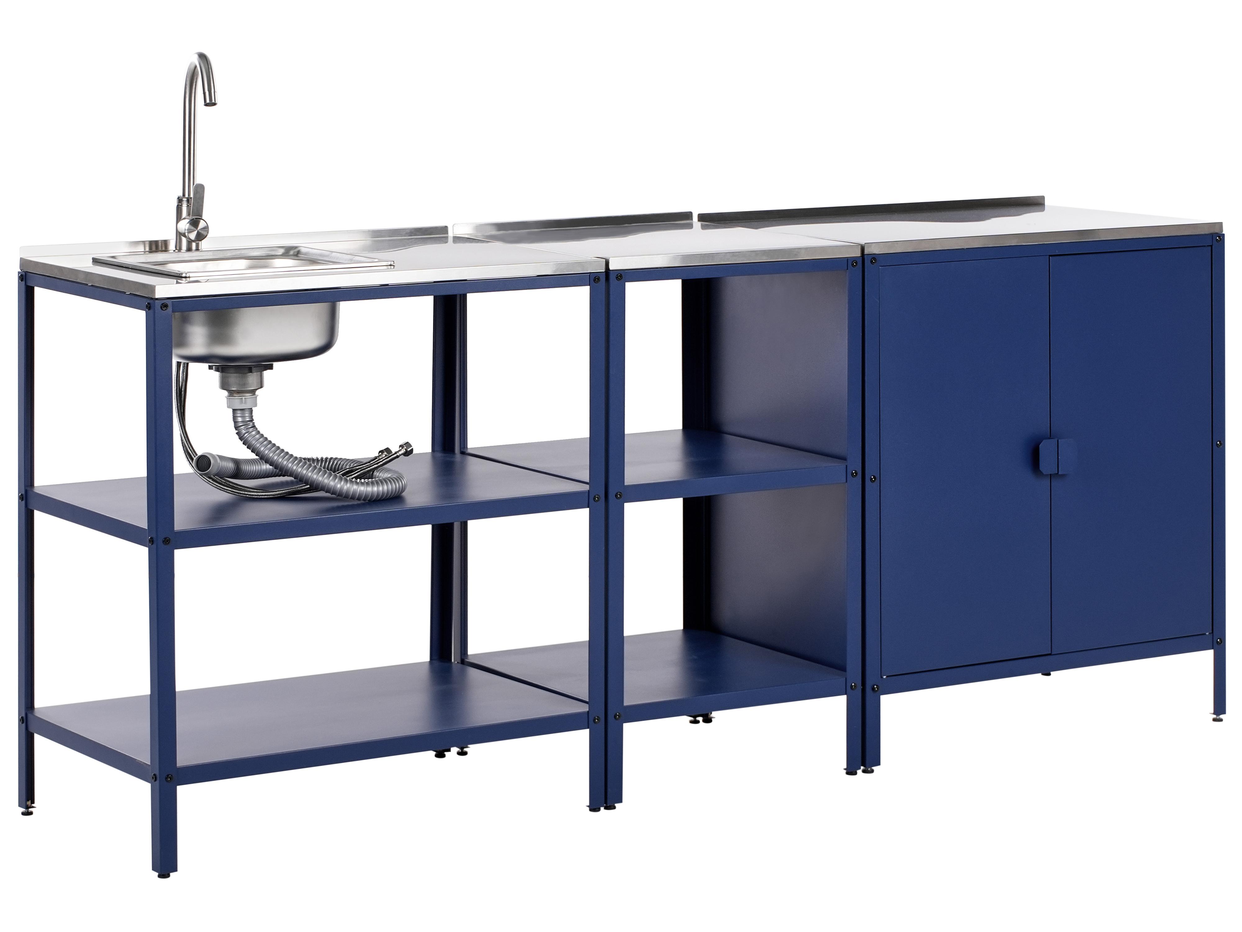 Tuin keukenset 3-delig met spoelbak VILAMA Metaal Blauw