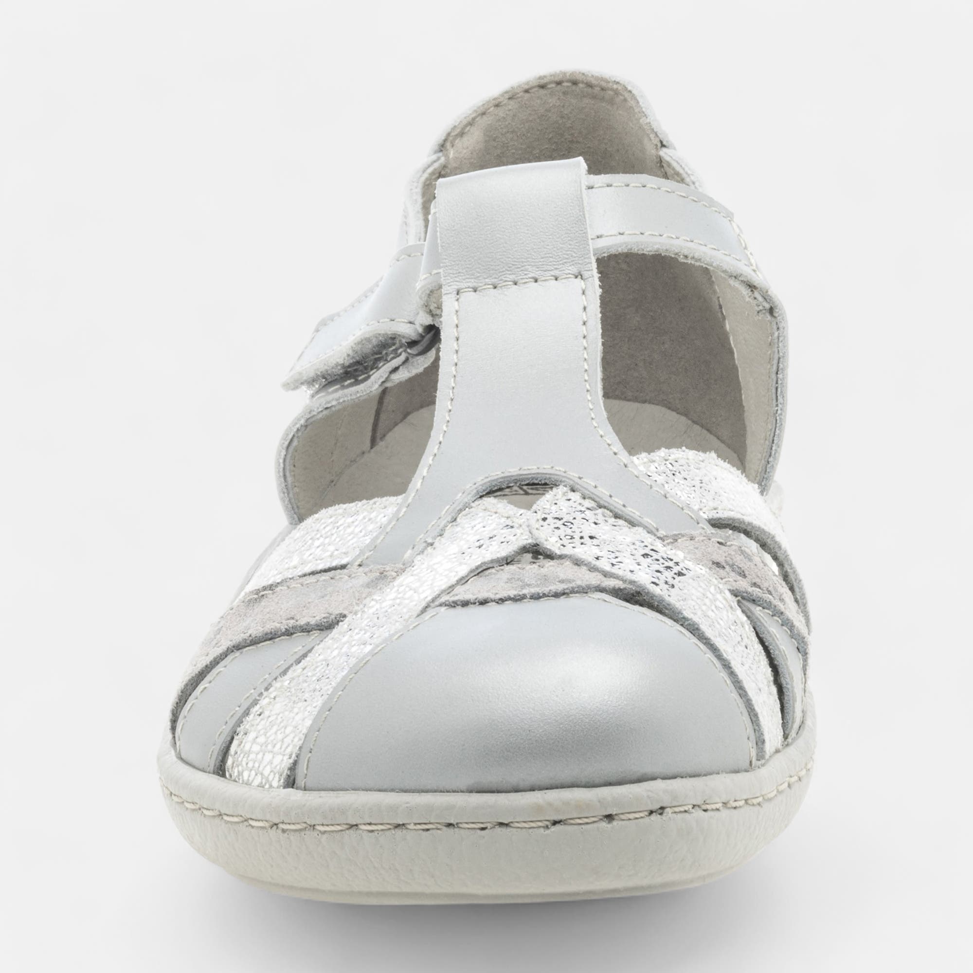Nu-pieds confort Femme en cuir argent