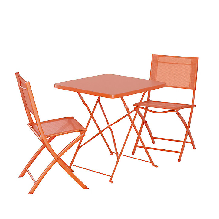 Table de jardin pliante Saba en acier coloris mango L.70 x l.70 x H.71 cm