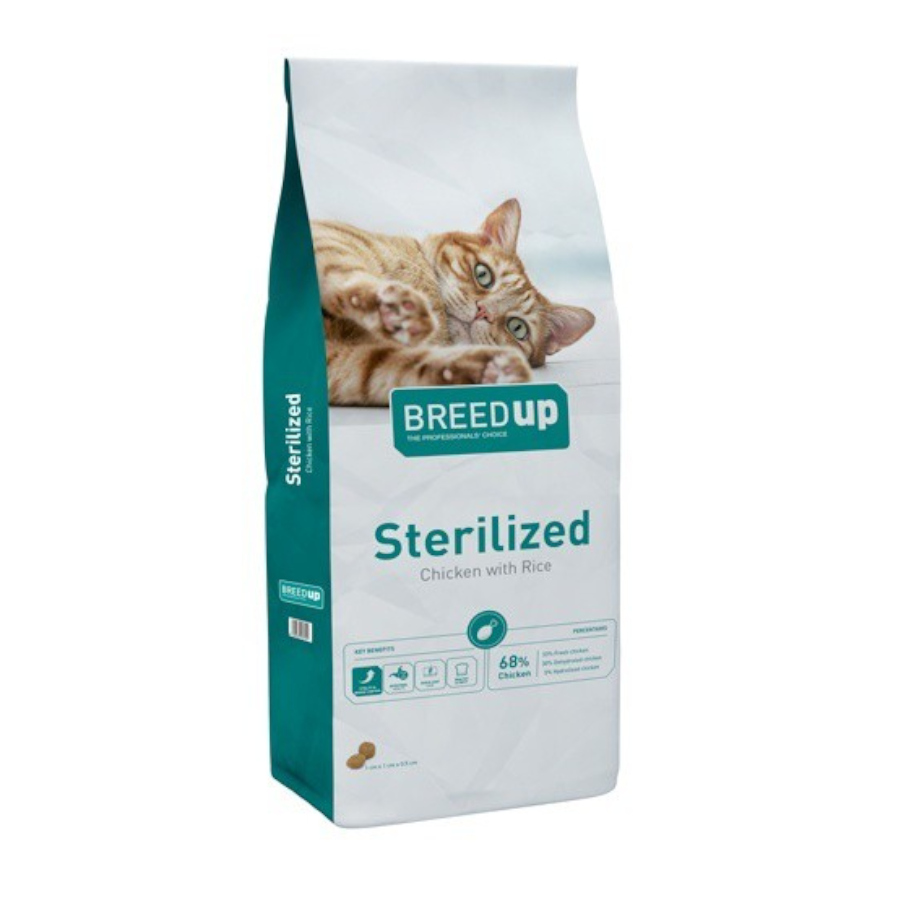 Ração para gatos Breed Up com frango esterilizado