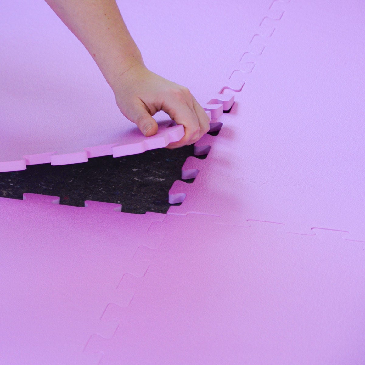 12mm trainingsmat met rand - 90x90cm vloerbeschermingsmat, roze