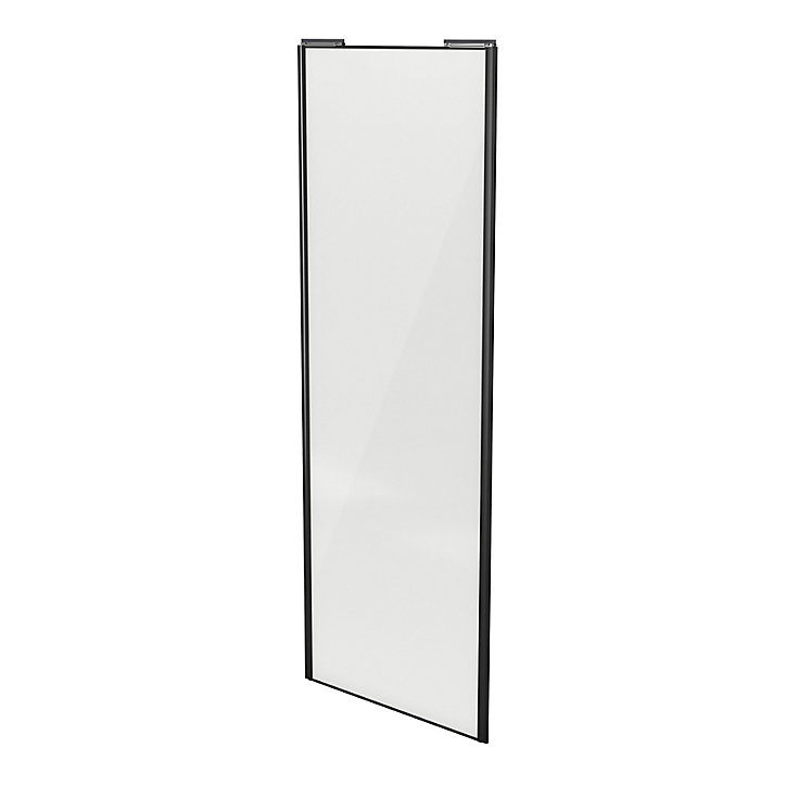 Porte de placard coulissante blanc brillant profil noir GoodHome Arius H. 248,5 x L. 92.2 cm + amortisseurs