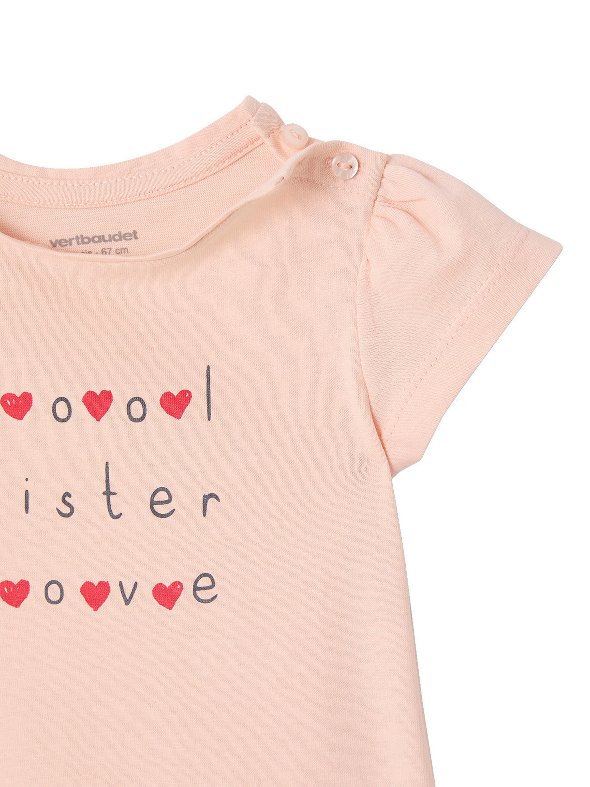 Vertbaudet 2er-Pack Baby T-Shirts BASIC bedruckt hellrosa