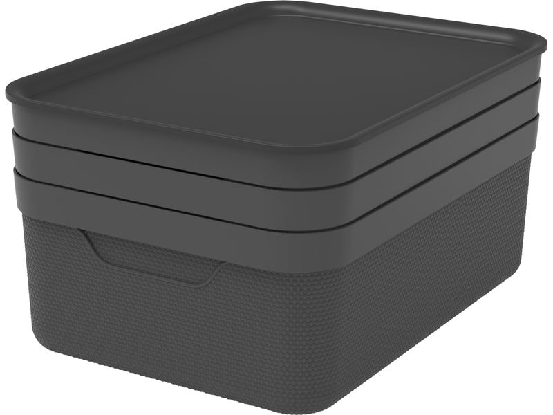 Rotho Aufbewahrungsbox JIVE Schwarz Set Deko-Boxen mit Deckel