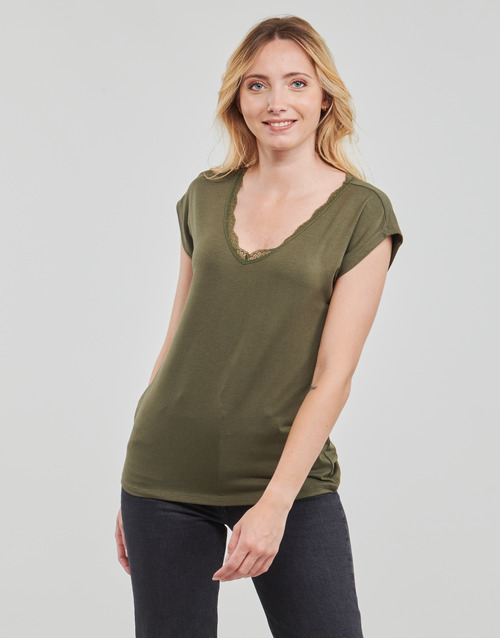 Only - ONLMOSTER S/S LACE V-NECK TOP CS JRS - Kaki
