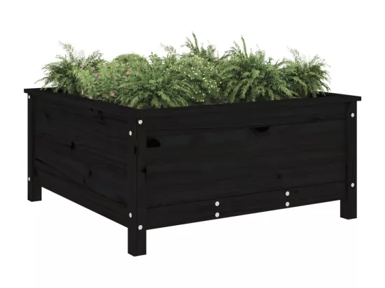 Jardinière noir 82,5x82,5x39 cm bois massif de pin