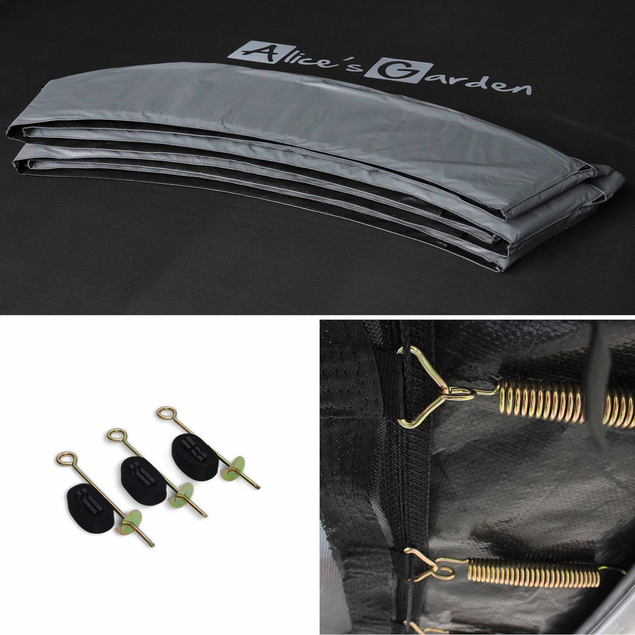 Trampoline 250cm filet intérieur avec pack d'accessoires + tente de camping et sac de transport