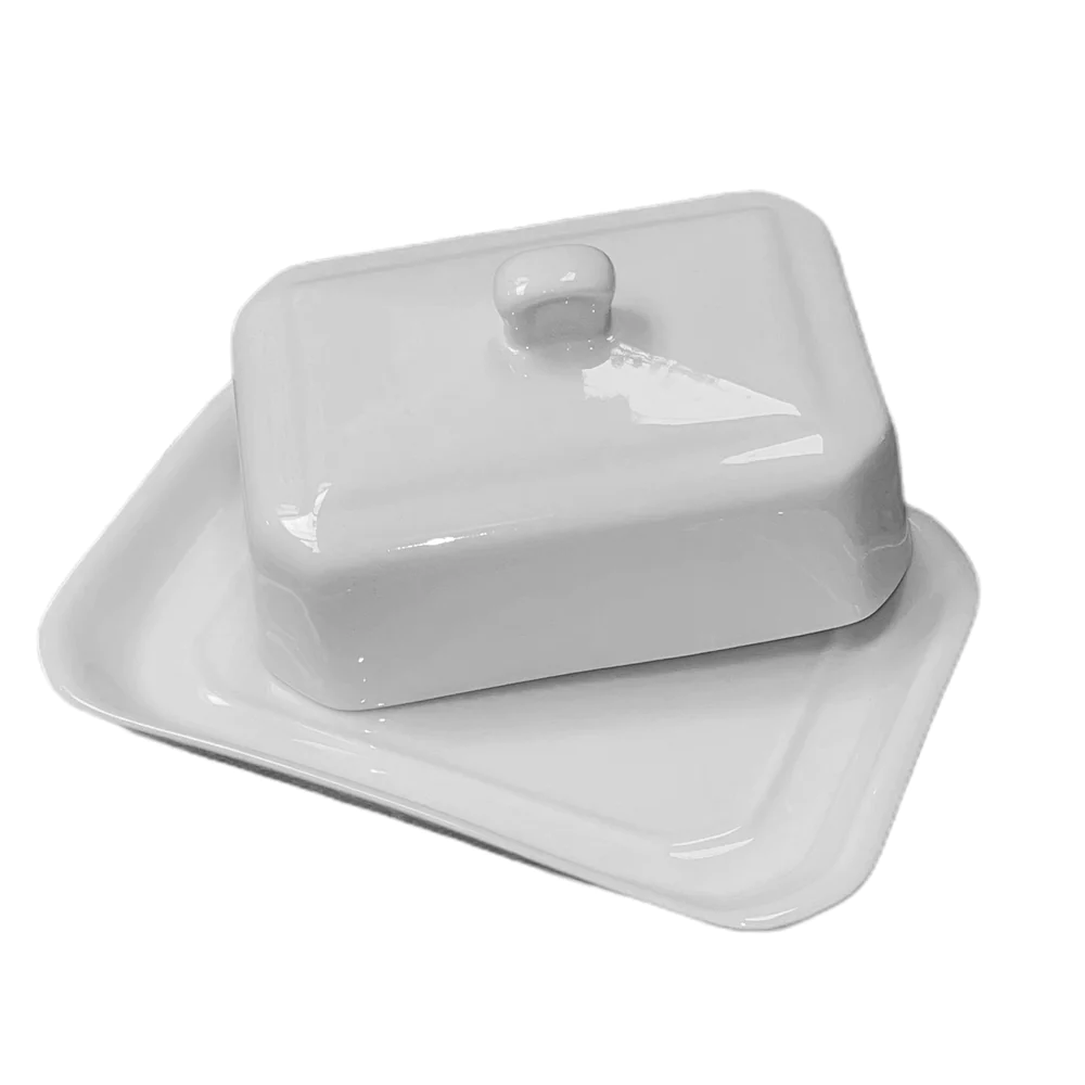 Beurrier rectangle bouton 250 g Porcelaine Girard