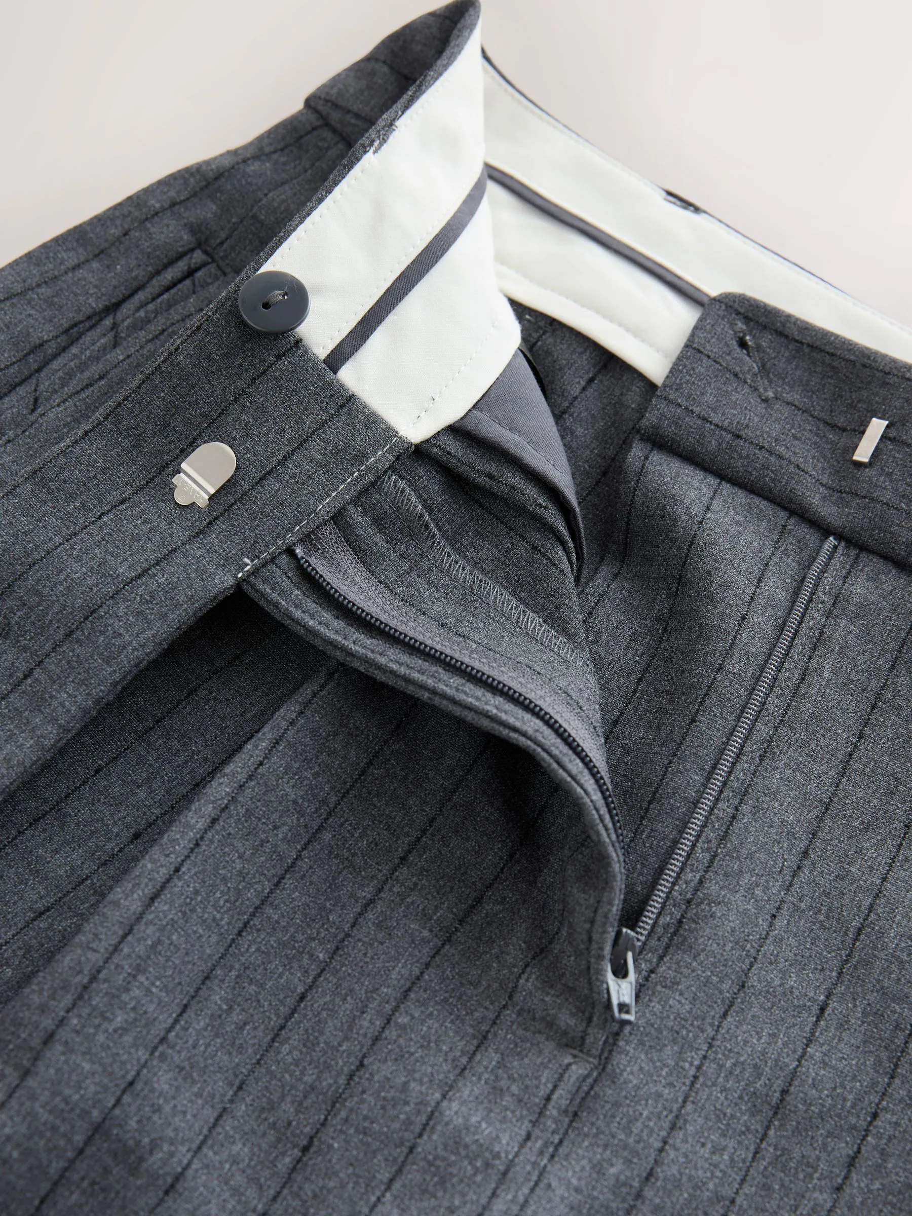 Grijs - Striped Straight Tailored Trousers