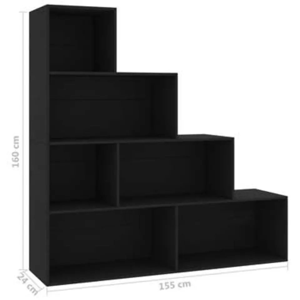 vidaXL - Boekenkast - Zwart - Bewerkt hout