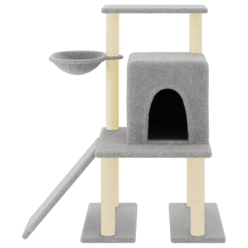 Arranhador para gatos vidaXL com hastes de sisal cinza claro, 96,5 cm