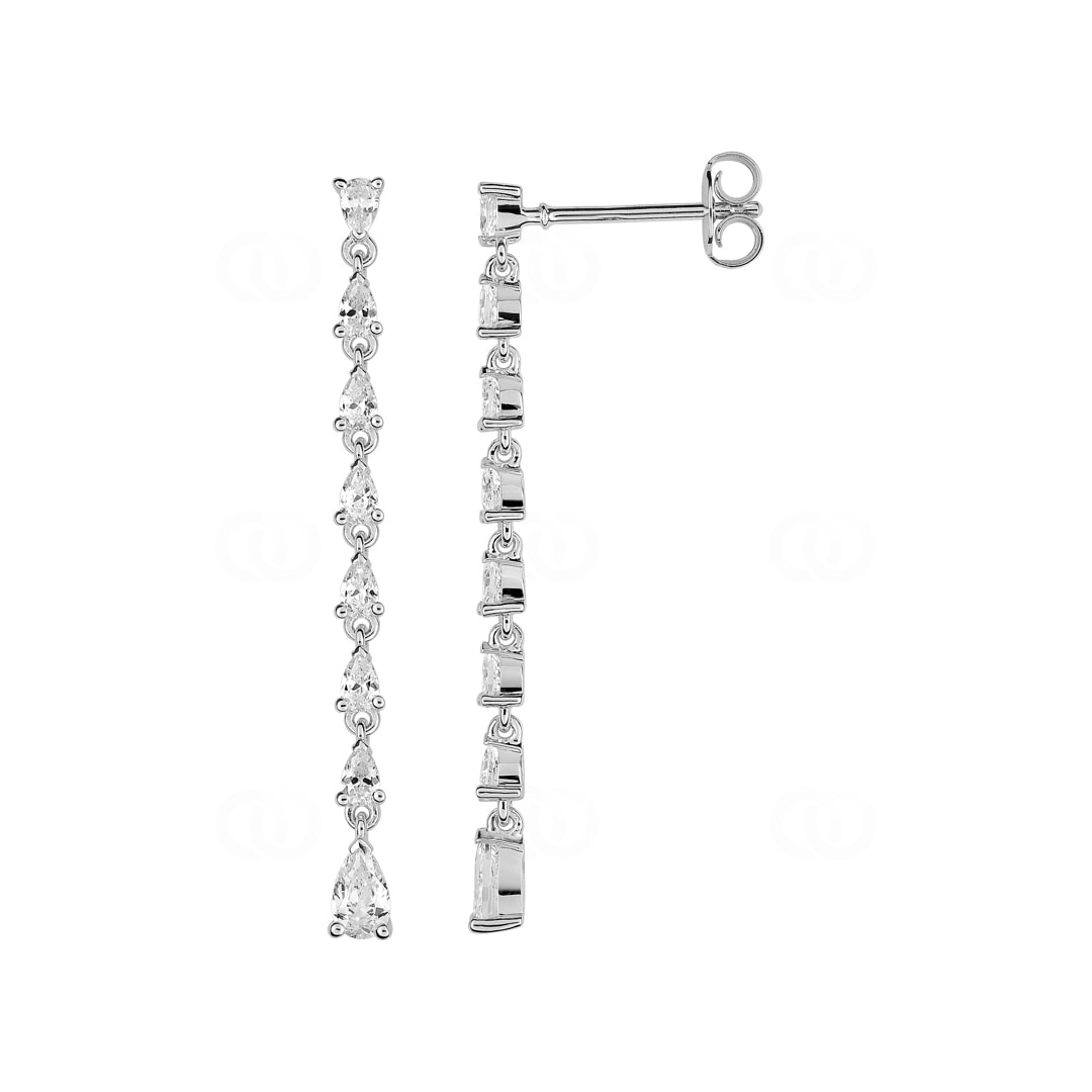 Ohrhänger 925 Silber rhodiniert mit Zirkonia Tropfen