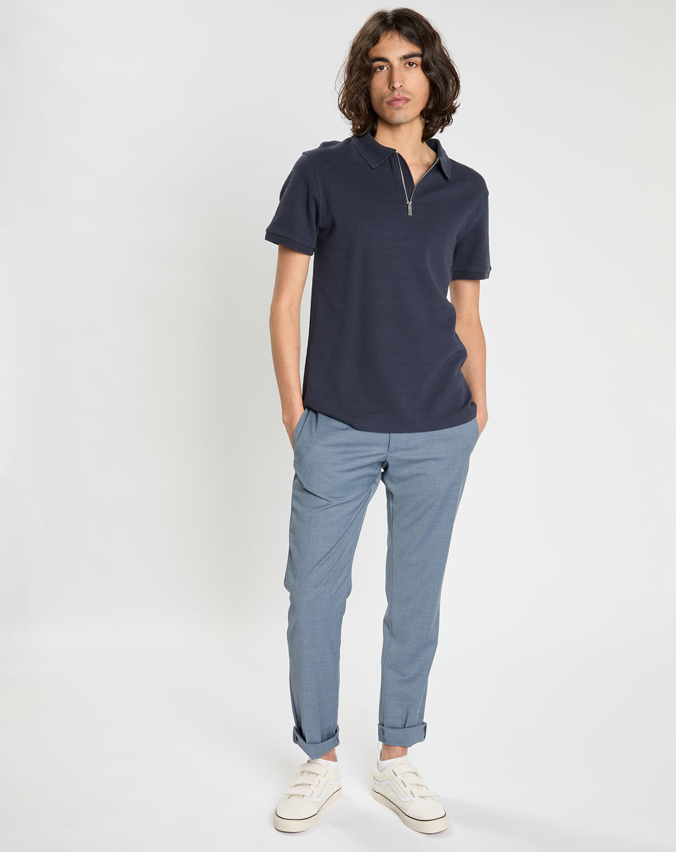 Tommy Hilfiger Pantalon ajusté en Laine mélangée Hampton Travel Tropical bleu
