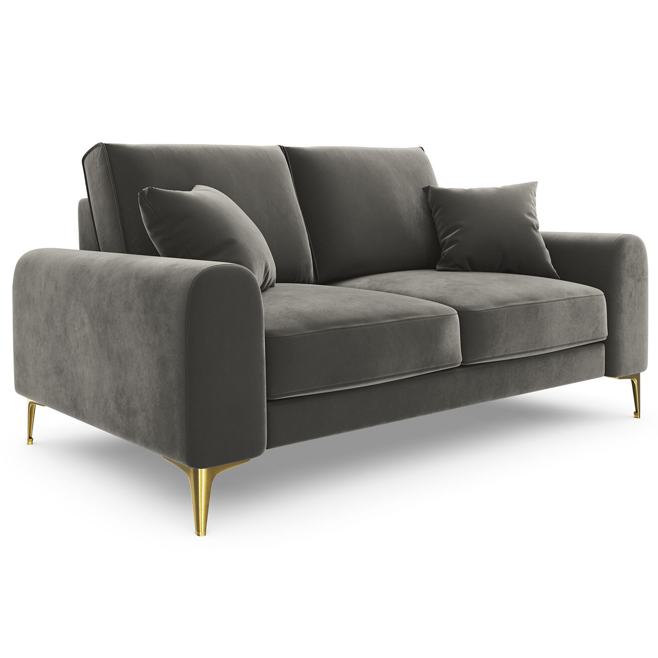 Mazzini Sofas Canapé 2 places velours madara gris - 172x102x90 cm